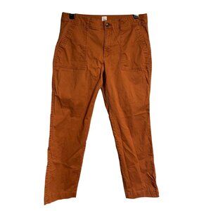 Gap Girlfriend Khaki Pants Women 14 Tall Rust Orange Cotton Blend Straight Leg